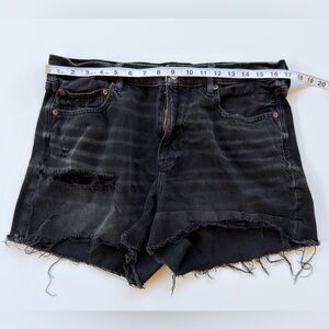 American Eagle Black Distressed Denim Cutoff Shorts Size 12